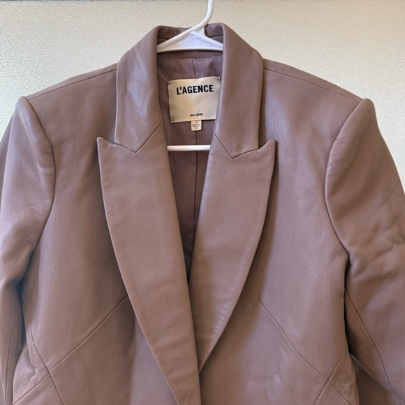 L’AGENCE Chamberlain Single Breasted Leather Blazer in Chantarelle Sz 4 - Picture 7 of 10